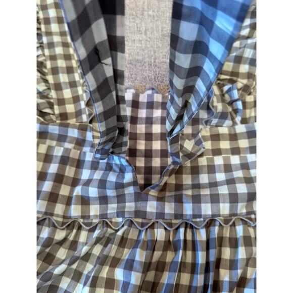 Unbranded No Size Tag Gray White Gingham Plus Size Sleeveless Ruffle Shirt 2X - Picture 6 of 10